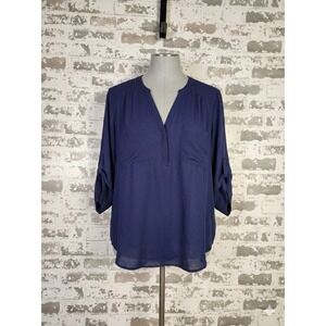 Torrid Navy Blue Harper Georgette Pullover Blouse Size 2X Professional Office